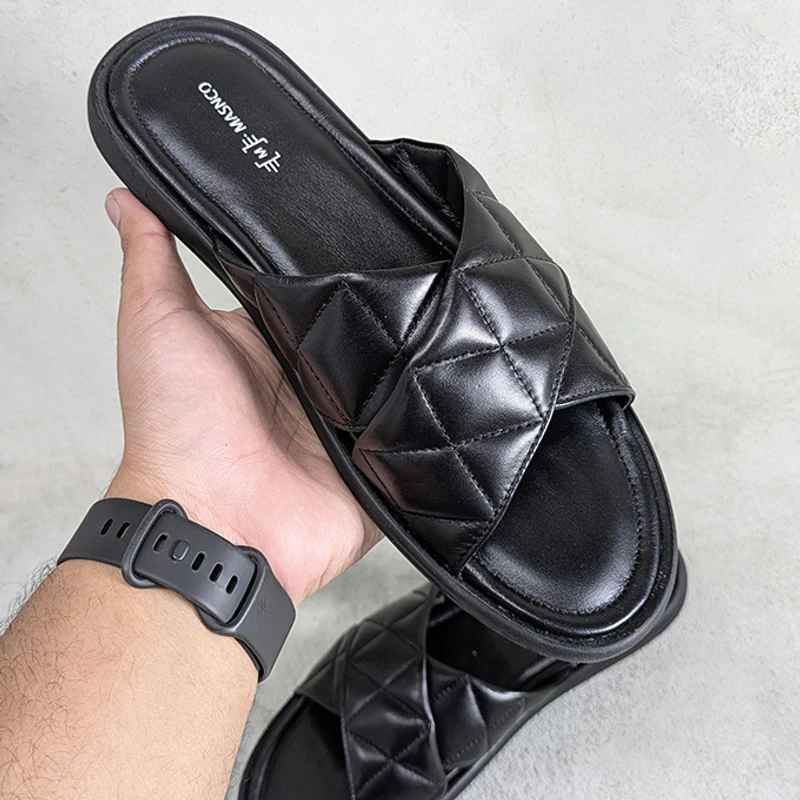 Premium Leather Straps Sandals in Black
