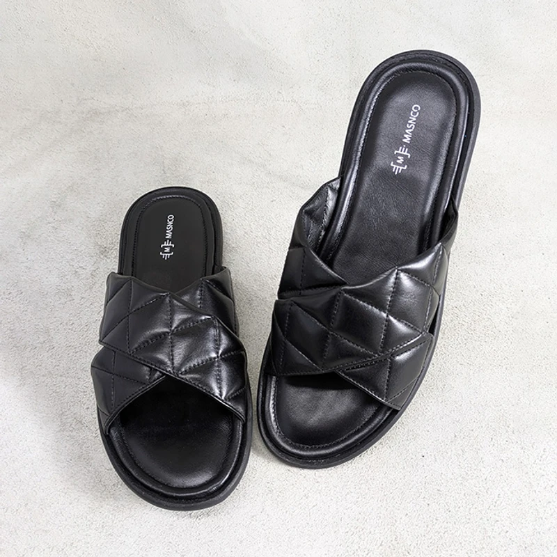 Premium Leather Straps Sandals in Black - Image 4