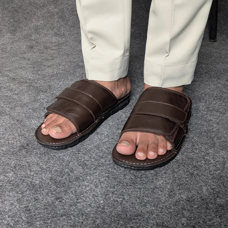 Men's Leather Sandal with High Quality Velcro - Image 7