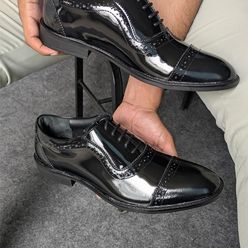 Black Mirror Polish Leather Shoes for Men - Image 4