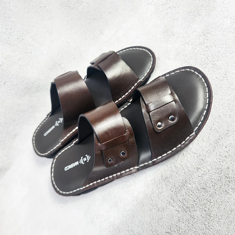 Lightweight Leather Sandal in DBR - Image 3
