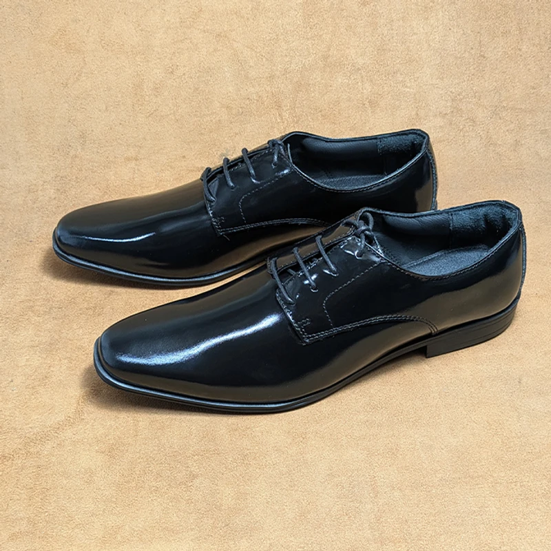 Black Mirror Polish Leather Shoes for Men
