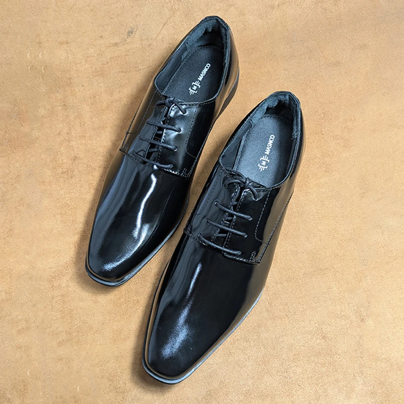 Black Mirror Polish Leather Shoes for Men