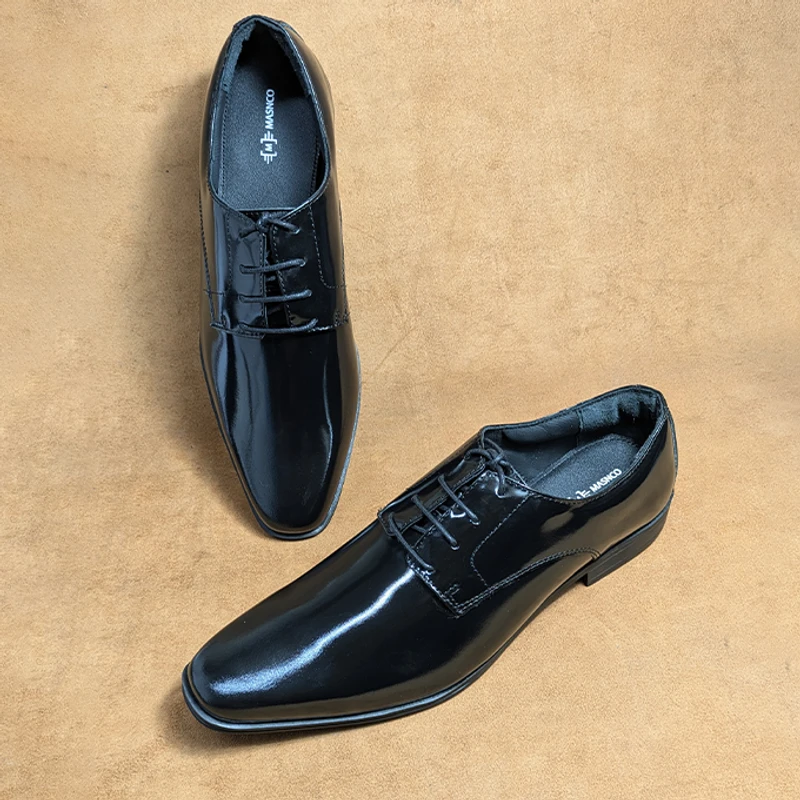 Black Mirror Polish Leather Shoes for Men - Image 8