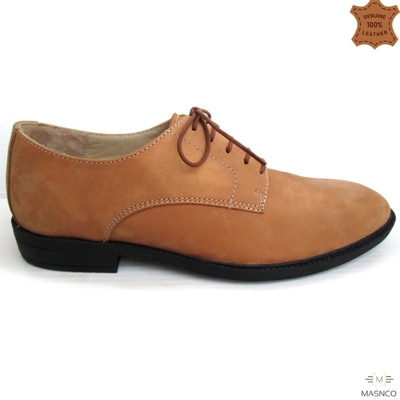 Premium Derby Nubuck Shoes in Camel Color