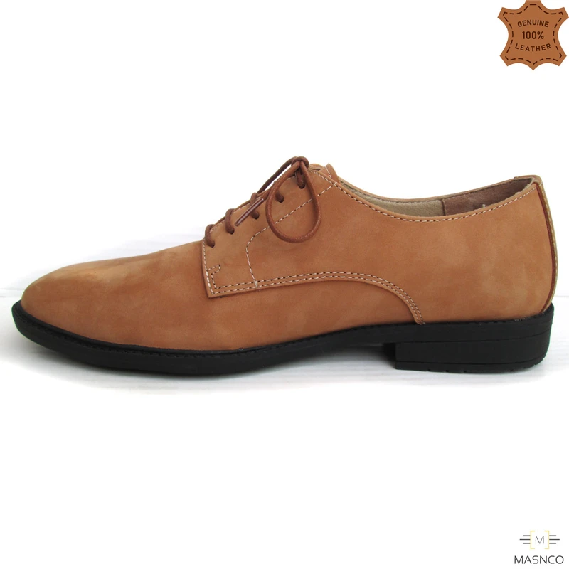 Premium Derby Nubuck Shoes in Camel Color