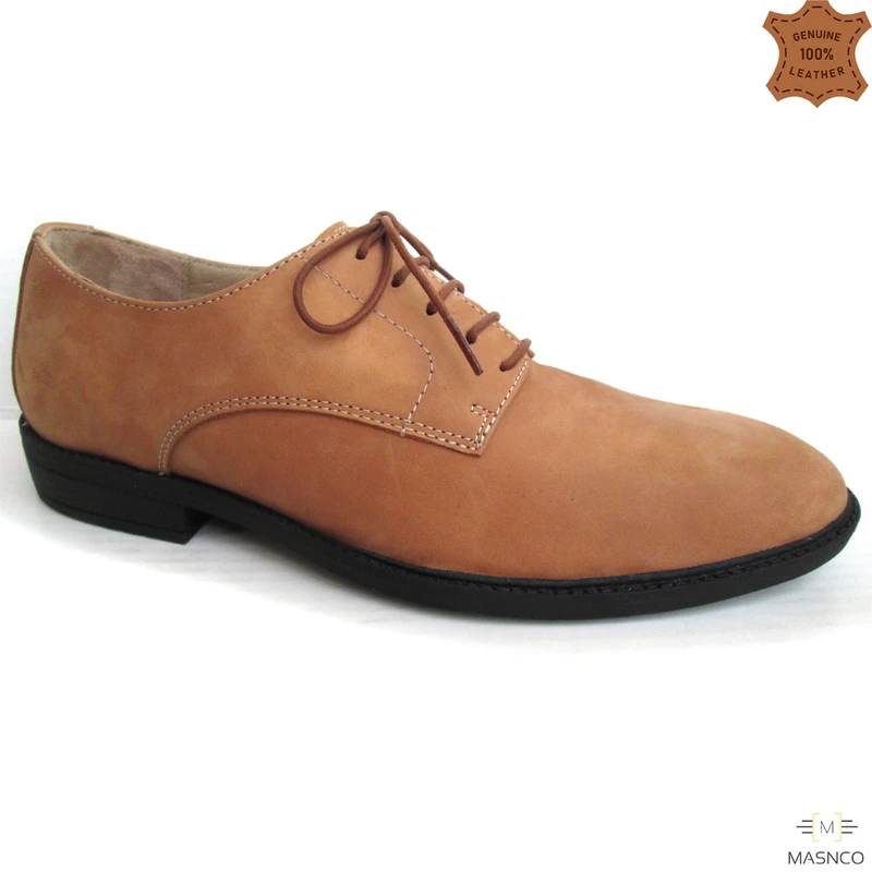 Premium Derby Nubuck Shoes in Camel Color - Image 3