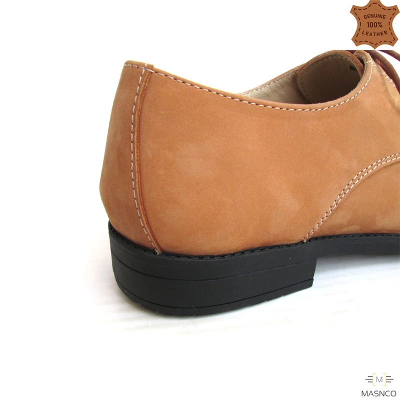 Premium Derby Nubuck Shoes in Camel Color - Image 5