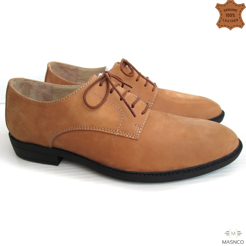 Premium Derby Nubuck Shoes in Camel Color - Image 6