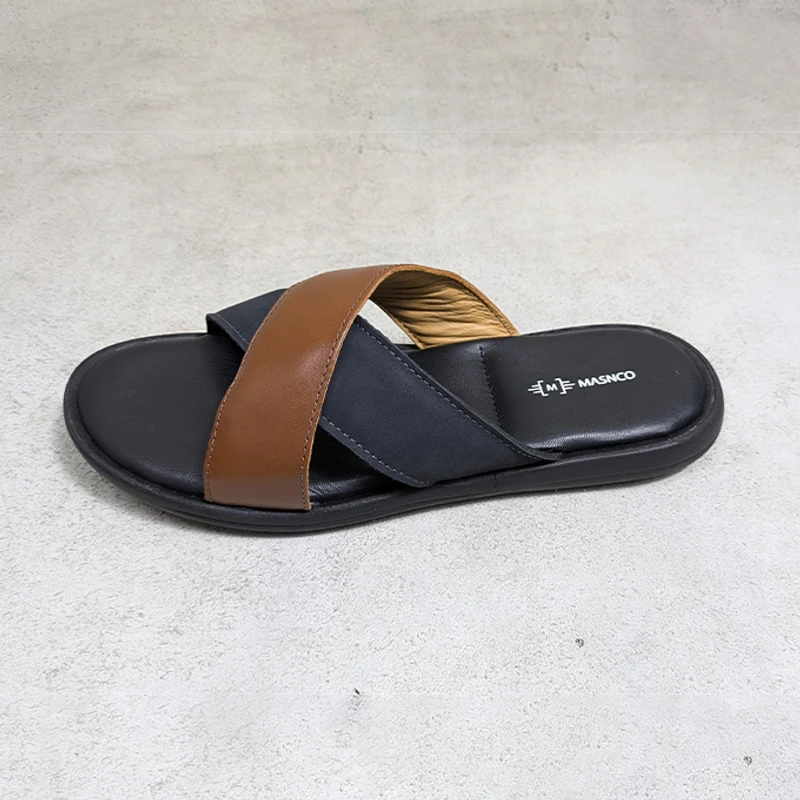Crossover Strap Sandal In Suede Mix
