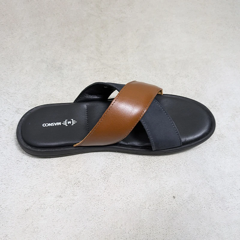 Crossover Strap Sandal In Suede Mix - Image 3