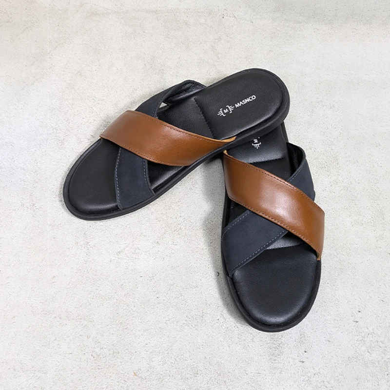 Crossover Strap Sandal In Suede Mix - Image 4