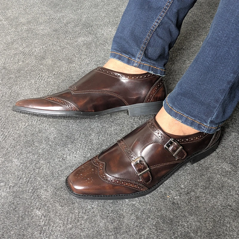 Premium Double Monk Shoe in Brush Off