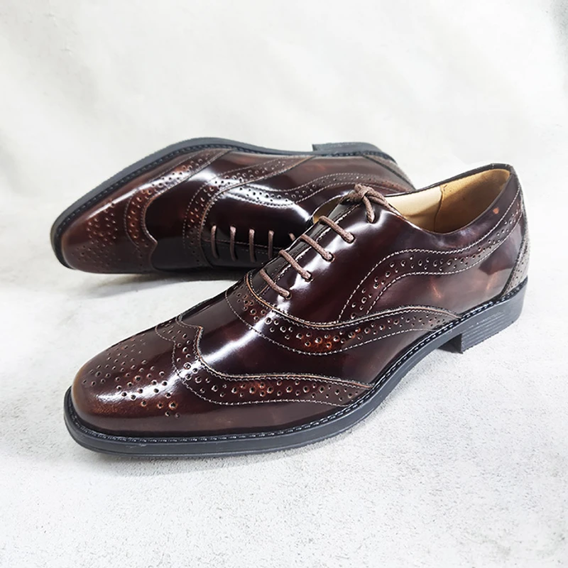 Formal Leather Brogue Shoes in Brush Off Leather