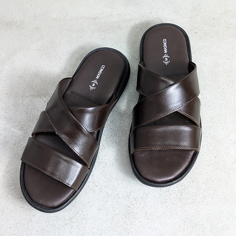 Dark Brown leather straps Sandals - Image 5