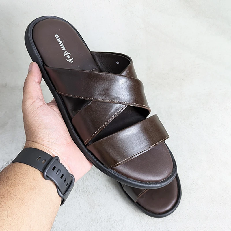 Dark Brown leather straps Sandals - Image 7