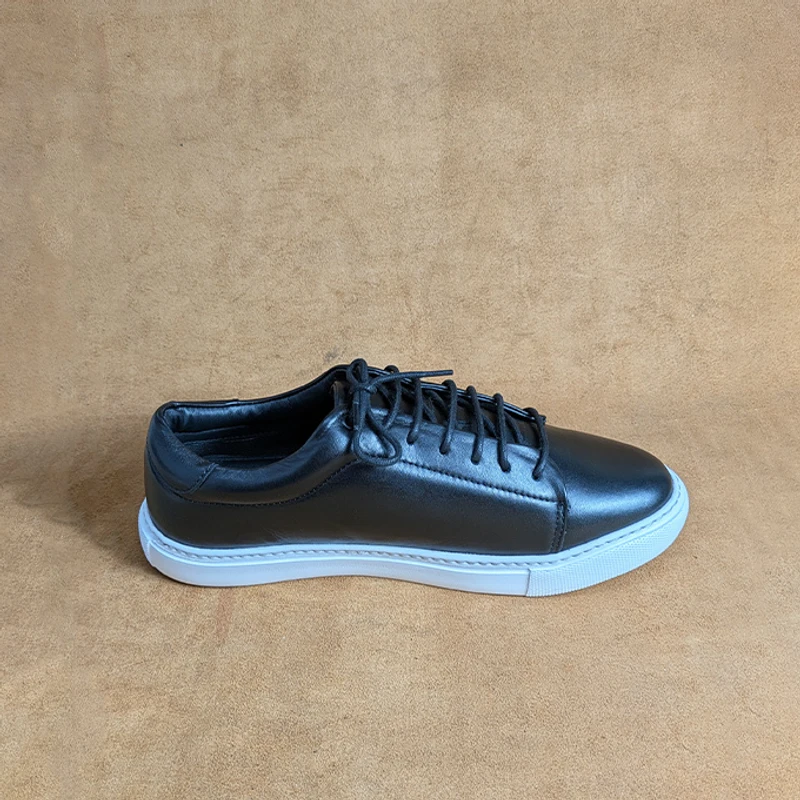 Men’s Premium Leather Sneaker in Black - Image 3