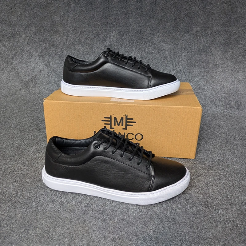 Men’s Premium Leather Sneaker in Black - Image 7