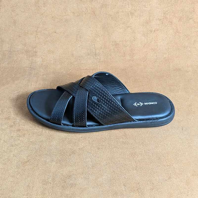 Black leather straps Sandal