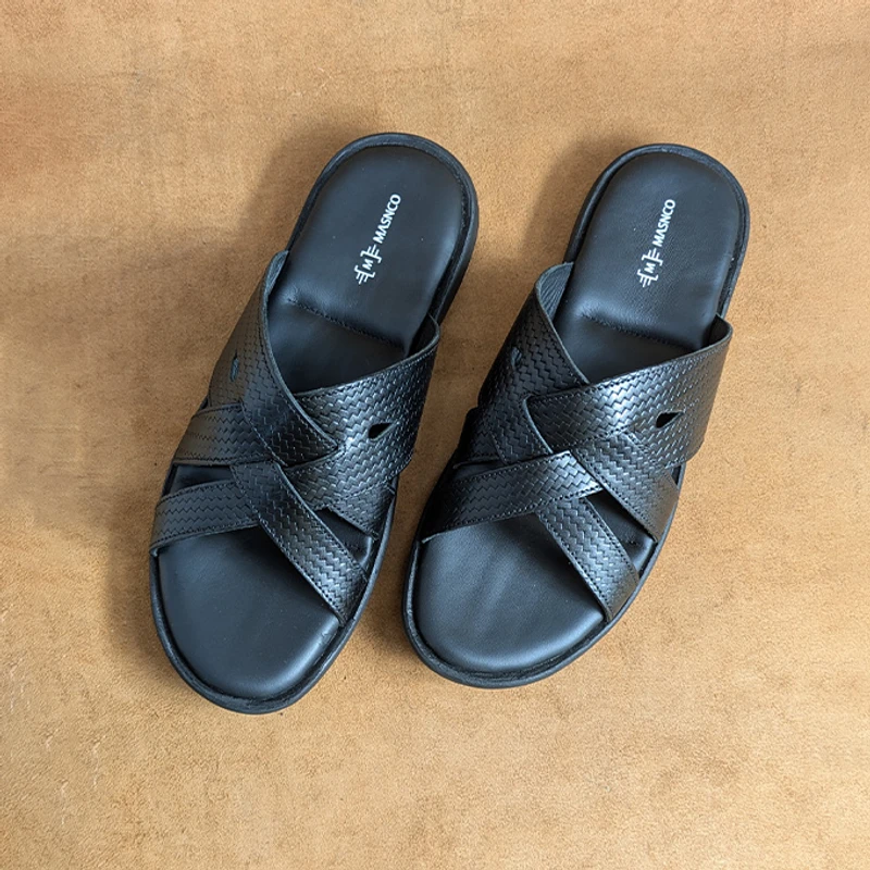 Black leather straps Sandal - Image 3