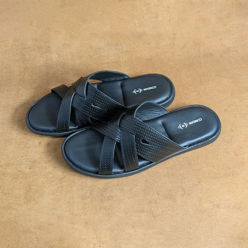 Black leather straps Sandal - Image 5