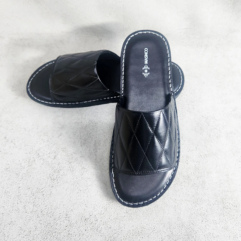 Leather Slider with maximum comfort in Black