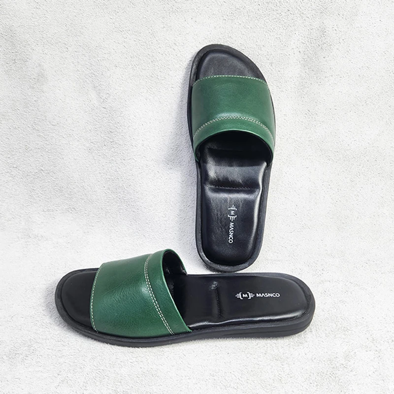 Leather Slider with maximum comfort in Green