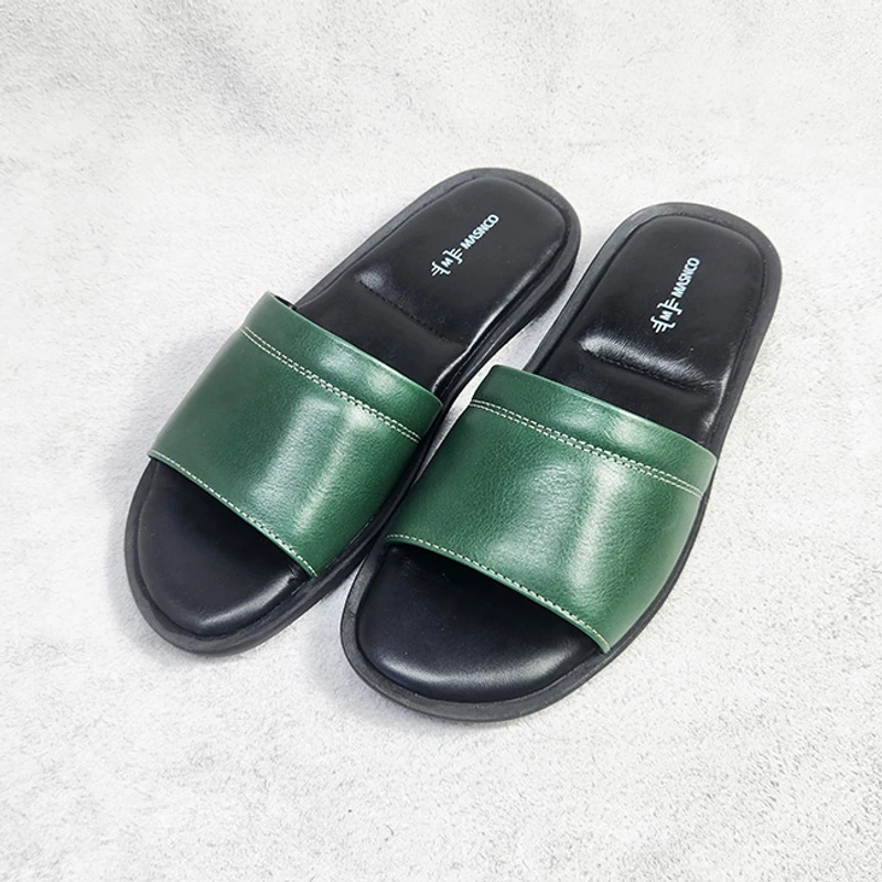 Leather Slider with maximum comfort in Green - Image 3