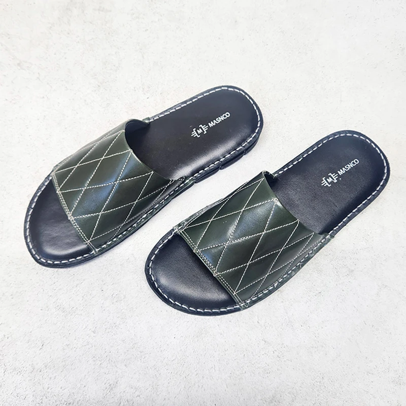 Leather Slider with maximum comfort in Green