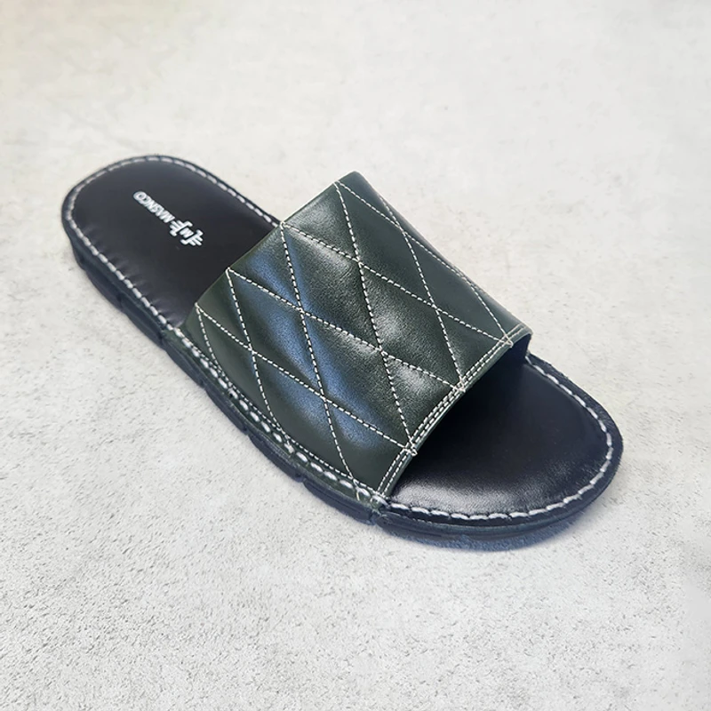 Leather Slider with maximum comfort in Green - Image 3