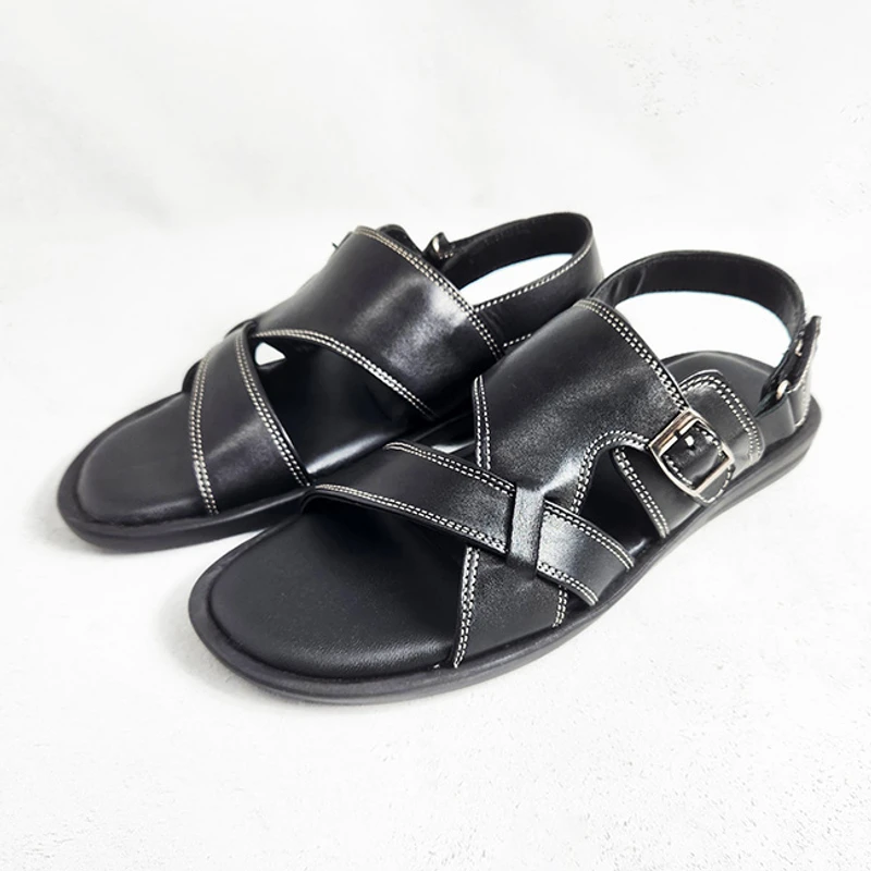 Men’s Back Belt Sandal in Black - Image 3