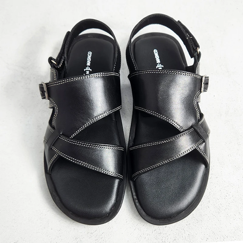 Men’s Back Belt Sandal in Black - Image 4