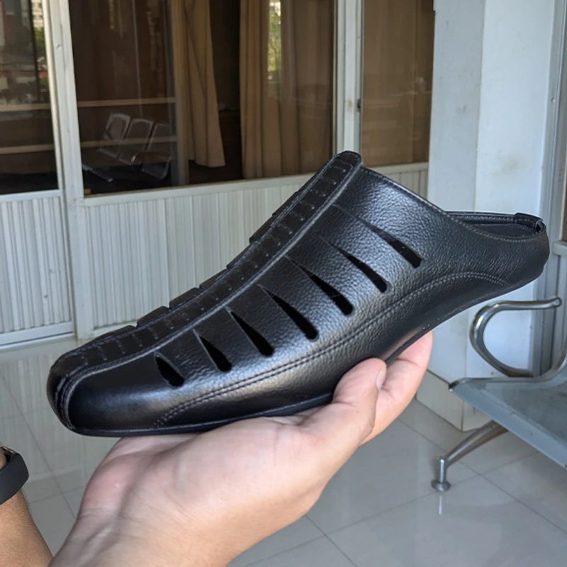Premium Leather Half Shoes in Black