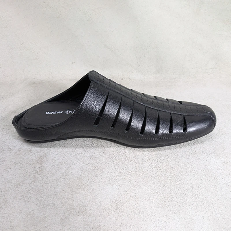 Premium Leather Half Shoes in Black - Image 4