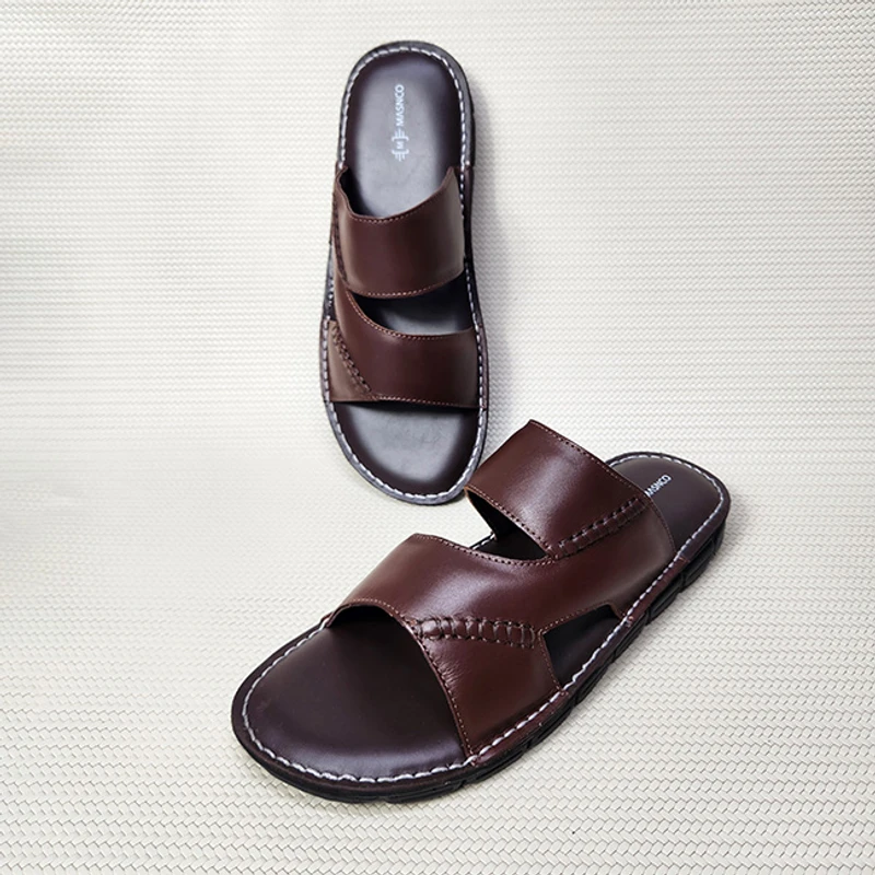 Lightweight Leather Sandal in Dark Brown