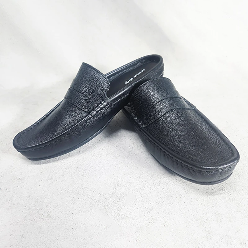 Comfortable Leather Half Shoes in Black - Image 6