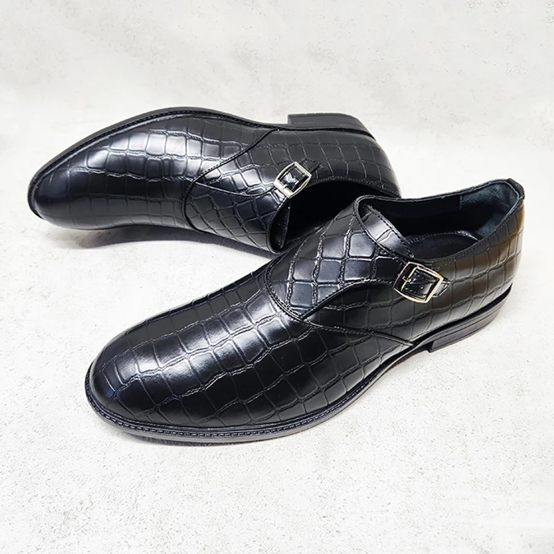 Premium Single Monk Shoe (Crocodile Print)