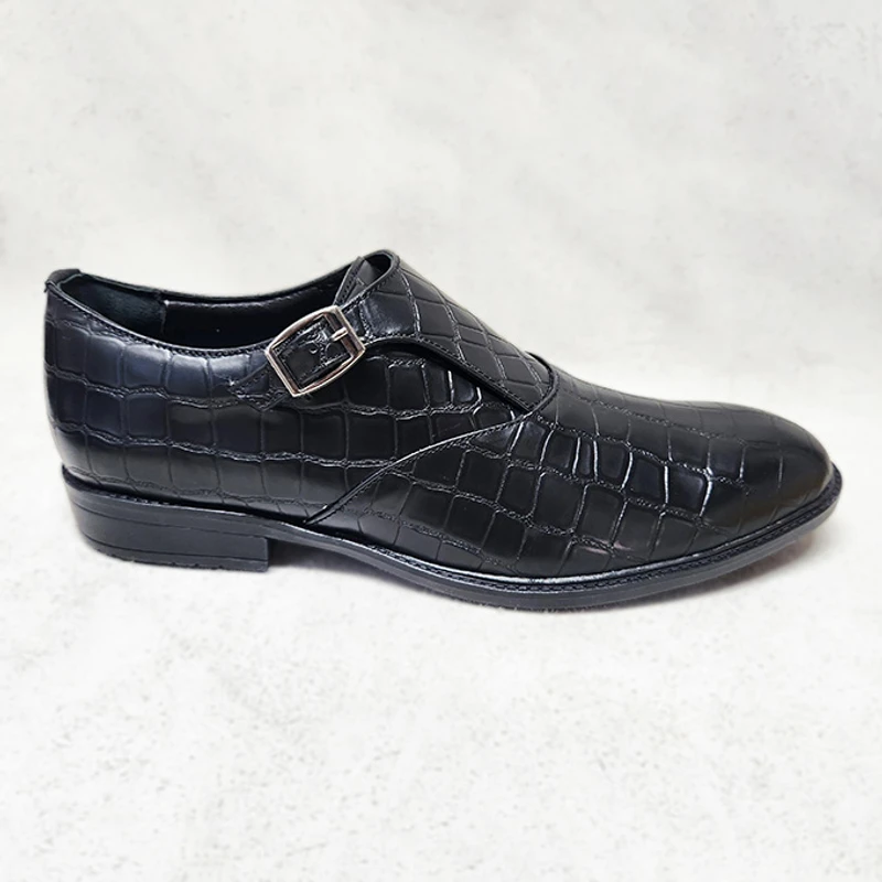 Premium Single Monk Shoe (Crocodile Print)
