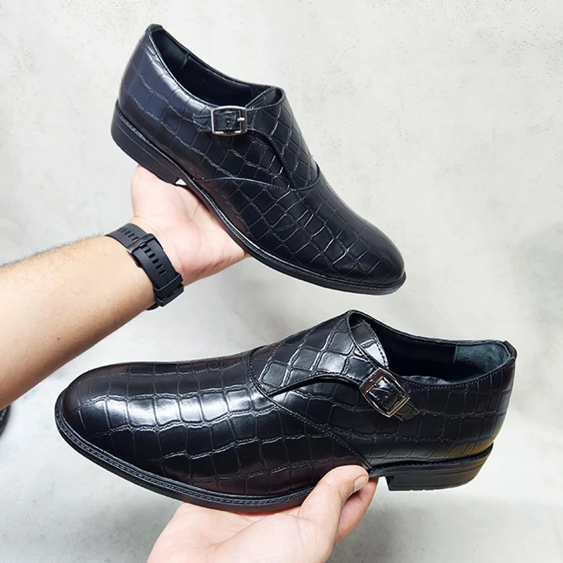 Premium Single Monk Shoe (Crocodile Print) - Image 5
