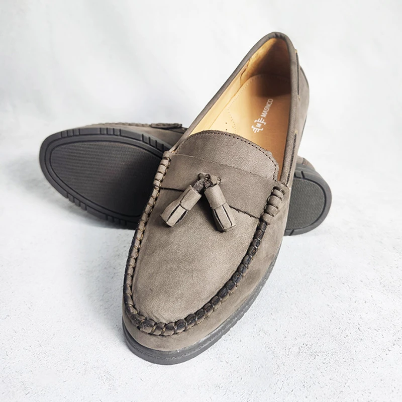 Handmade Premium Nubuck Leather Loafer In Grey - Image 4