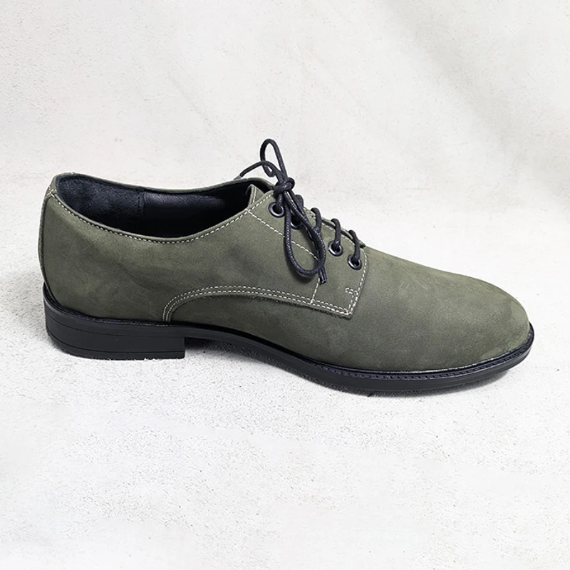 Premium Derby Nubuck Shoes in Olive