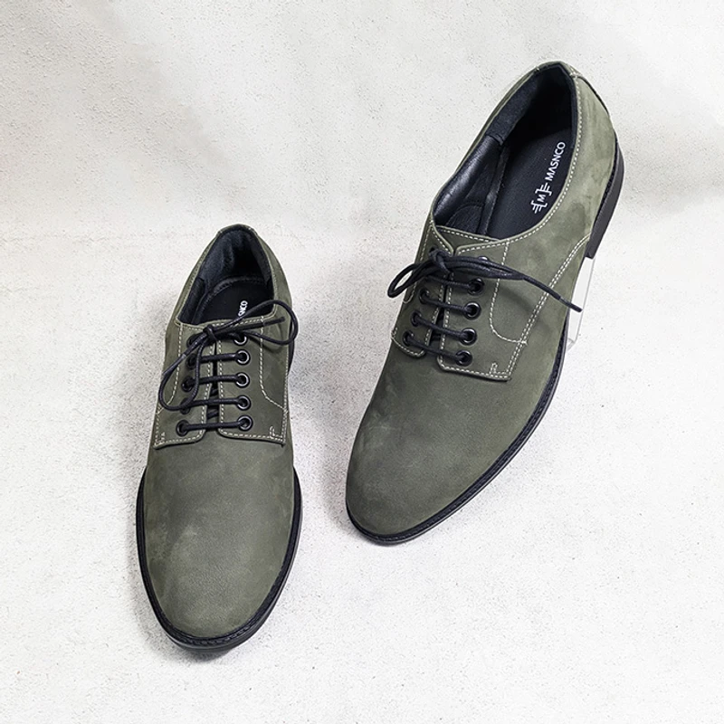 Premium Derby Nubuck Shoes in Olive - Image 5