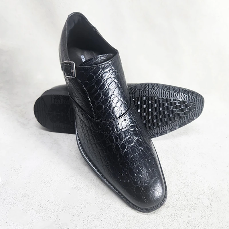 Premium Single Monk Shoe (Crocodile Print)