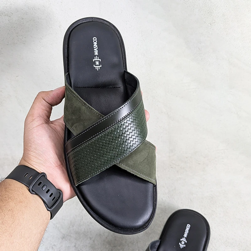 Crossover Strap Sandal In Suede Mix - Image 3