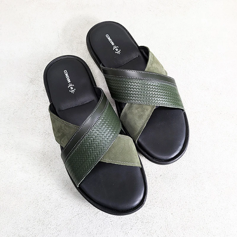 Crossover Strap Sandal In Suede Mix - Image 5