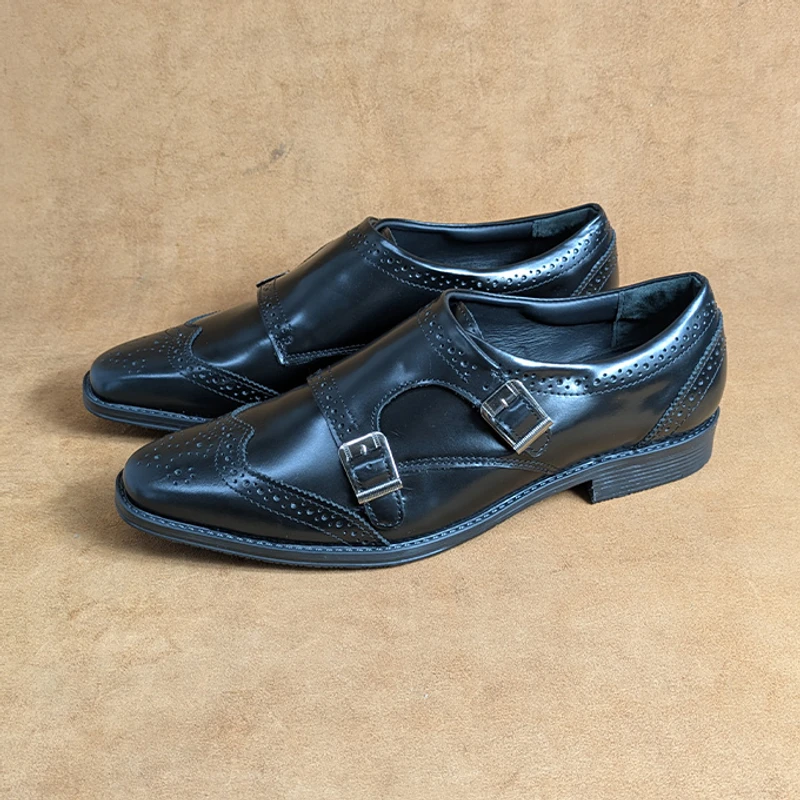Premium Double Monk Shoe in Black