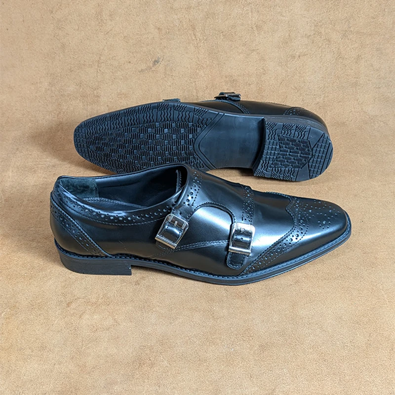 Premium Double Monk Shoe in Black