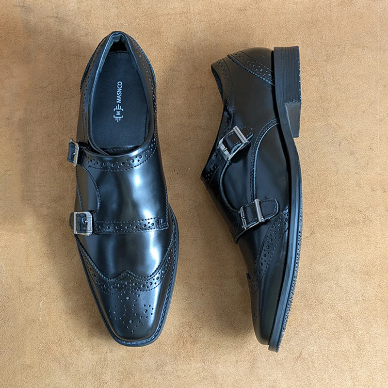 Premium Double Monk Shoe in Black - Image 4