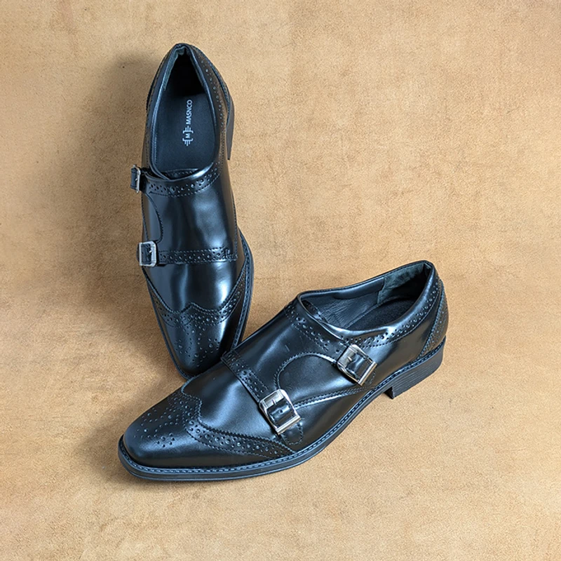 Premium Double Monk Shoe in Black - Image 5
