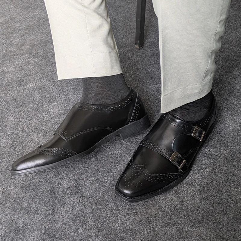 Premium Double Monk Shoe in Black - Image 7